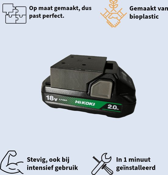 Hikoki 18V accu vastgeklikt in de accuhouder