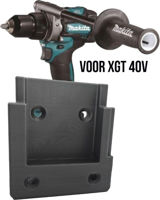 Makita XGT 40V machine in de gereedschaphouder aan de wand